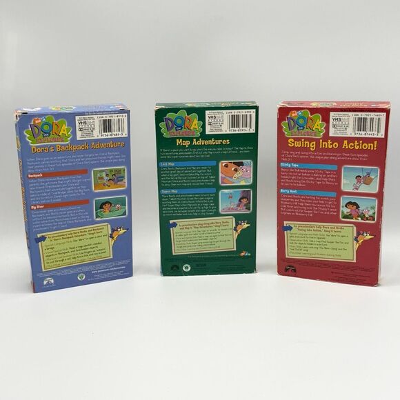 Dora The Explorer VHS Lot of 3 - Map Adventures, Dora’s Backpack Adventures, Swi - Picture 2 of 7
